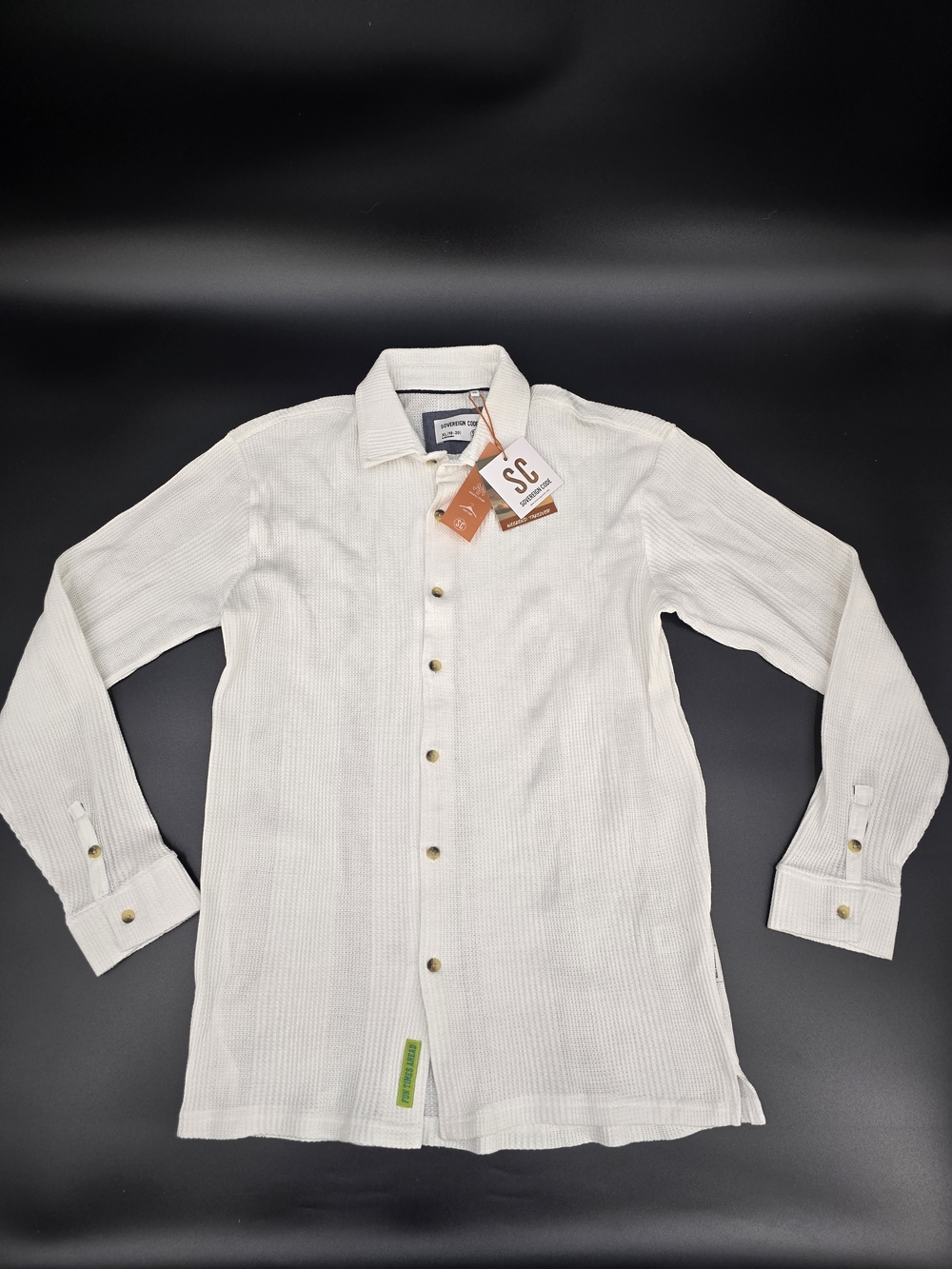 Sovereign Code Off-White Textured Button-Down Shirt Size XL 18-20 NWT